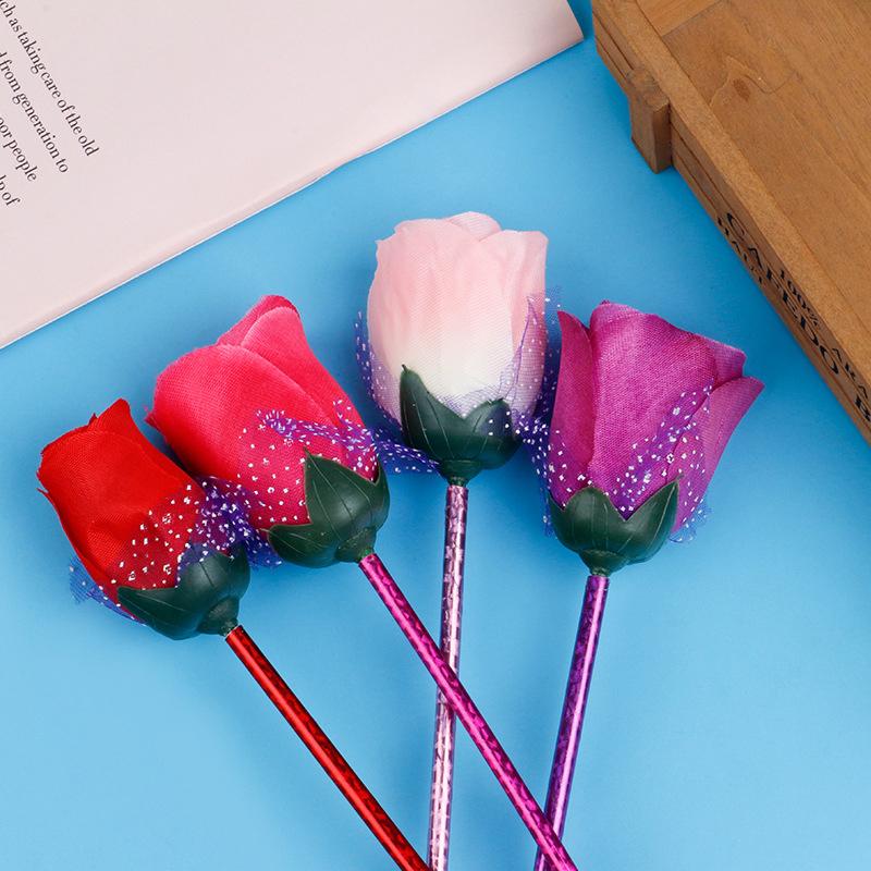 10 ks Růžové kuličkové pero Kreativní květinová pera Květiny Růže Zábavné psaní Roztomilé psací potřeby Látka Plast Květinový dárek