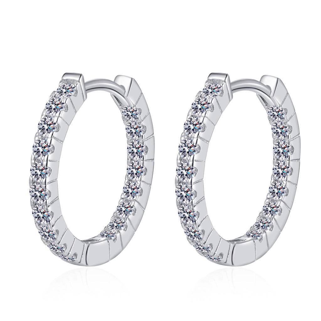 925 Sterling Silver Gold-Plated Moissanite Ear Cuffs for Women - Exquisite Round Hoop Earrings