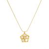 18K Gold Plated White Shell Clover Pendant Necklace, Dainty CZ Flower Charm Necklace for Women, Elegant Jewelry