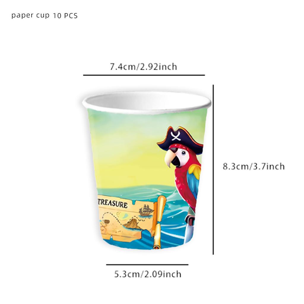 Pirate Birthday Decoration Pirate Party Favors Disposable Party Tableware Tablecloth Paper Plates Cups Balloon Cartoon Decor