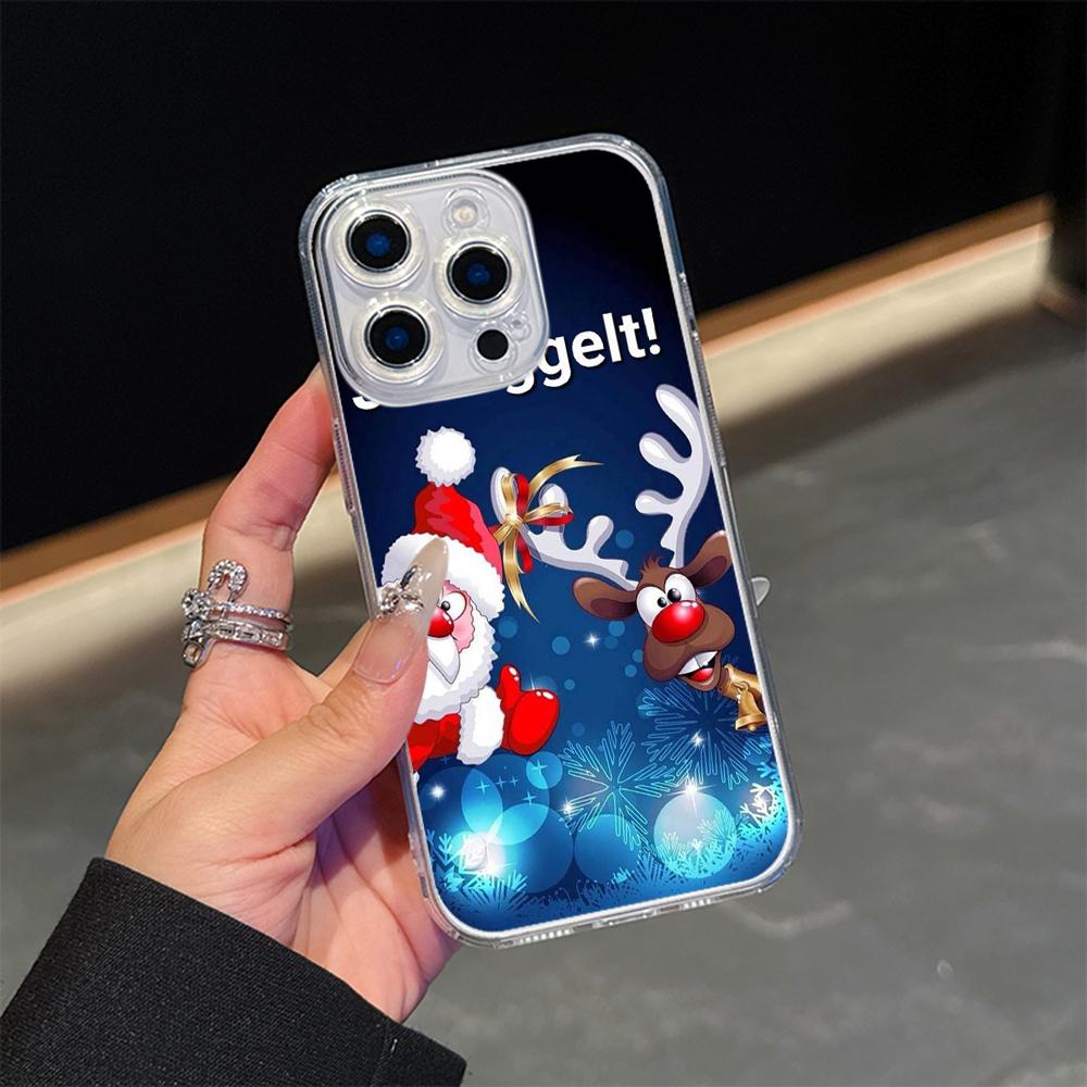Ae117 Merry Christmas Happy New Year Design Magsafe Transparent Cases for Samsung S23 S24 Ultra iPhone 16 Pro Max Magnetic Wireless Charge Back Cover