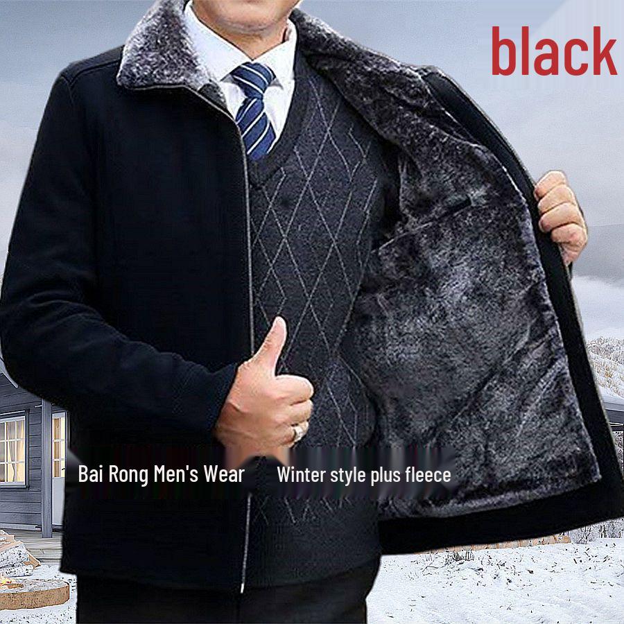 

Men s Winter Mid-Length Cotton Coat for Seniors - Plus Velvet, Thickened Jacket, Warm Outerwear for Elderly Men 180/XL [130-145 lbs]