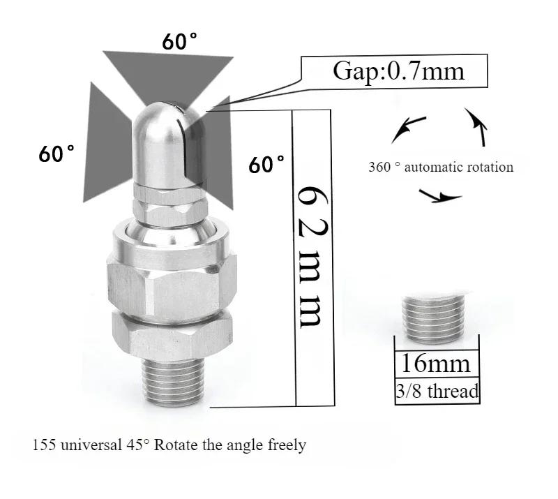 Stainless Steel 360 Degree Automatic Rotating Fan-shaped Nozzle Bottle Can Cleaning Industrial Spray Nozzle