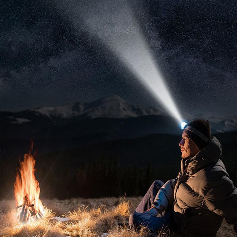 LED Stirnlampe Starkes Licht Große Reichweite Tragbar Induktiv USB-Aufladung für Outdoor Nachtlauf