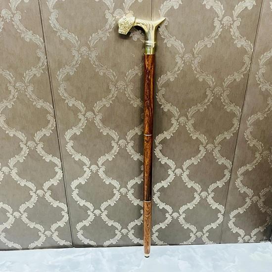 Handmade Wooden Walking Stick With Brass Tiger Head Handle 93.98 Cm Fathers Mothers Grandfather Grandmother Wedding Anniversary Gift