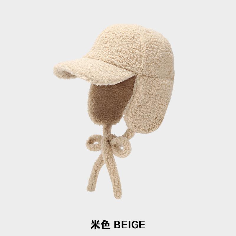 

Autumn Winter Hats For Women Men Velvet Ear Protection Baseball Cap Fashion Outdoor Casual Windproof With Ear Flaps Riding 54-58cm бежевий