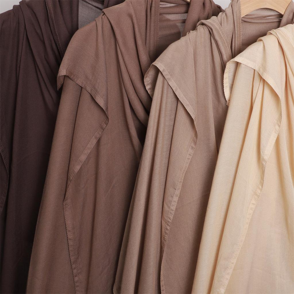 Weicher, einfarbiger Schal aus Viskose-Baumwolle, modischer, breiter Rand, dünner Hijab, hochwertiges Kopftuch, lange Tücher für muslimische Frauen
