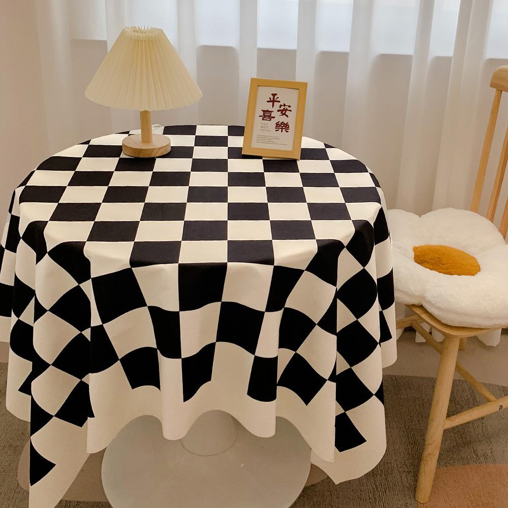 Schachbrett Tischdecke Leichter Luxus Hohes Gefühl Foto Studentenwohnheim Schreibtisch Dekoration Tischdecke Kaffeetischmatte