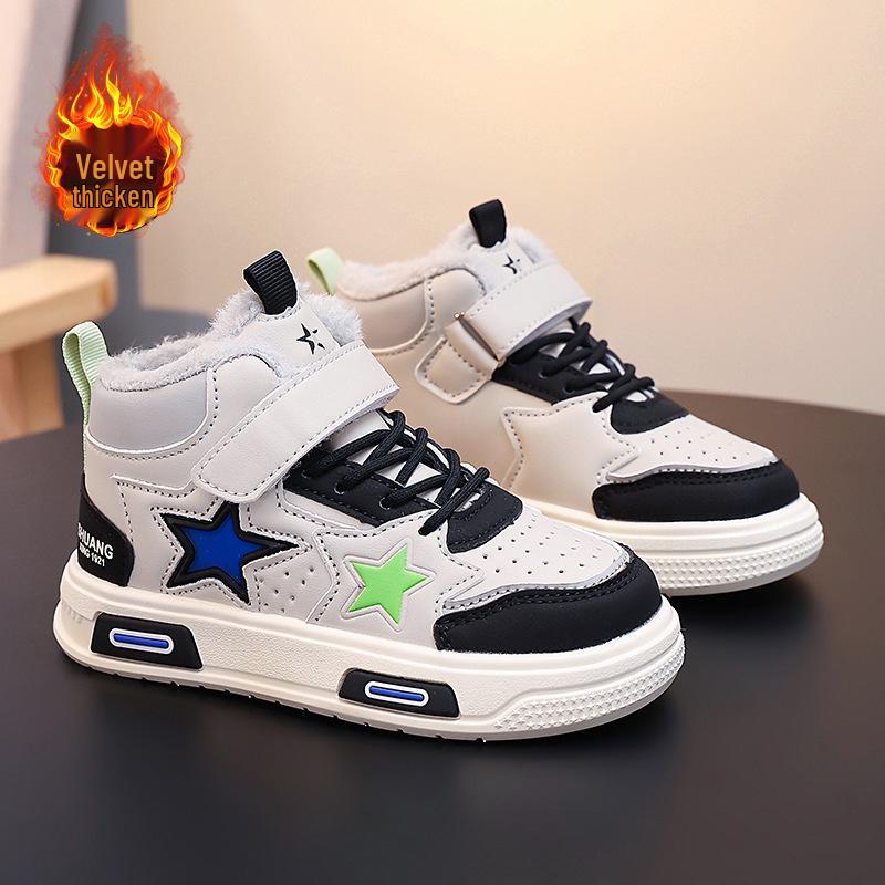 

Girls High-Top Velvet-Lined Leather Sports Shoes 2025 36 чорний/білий