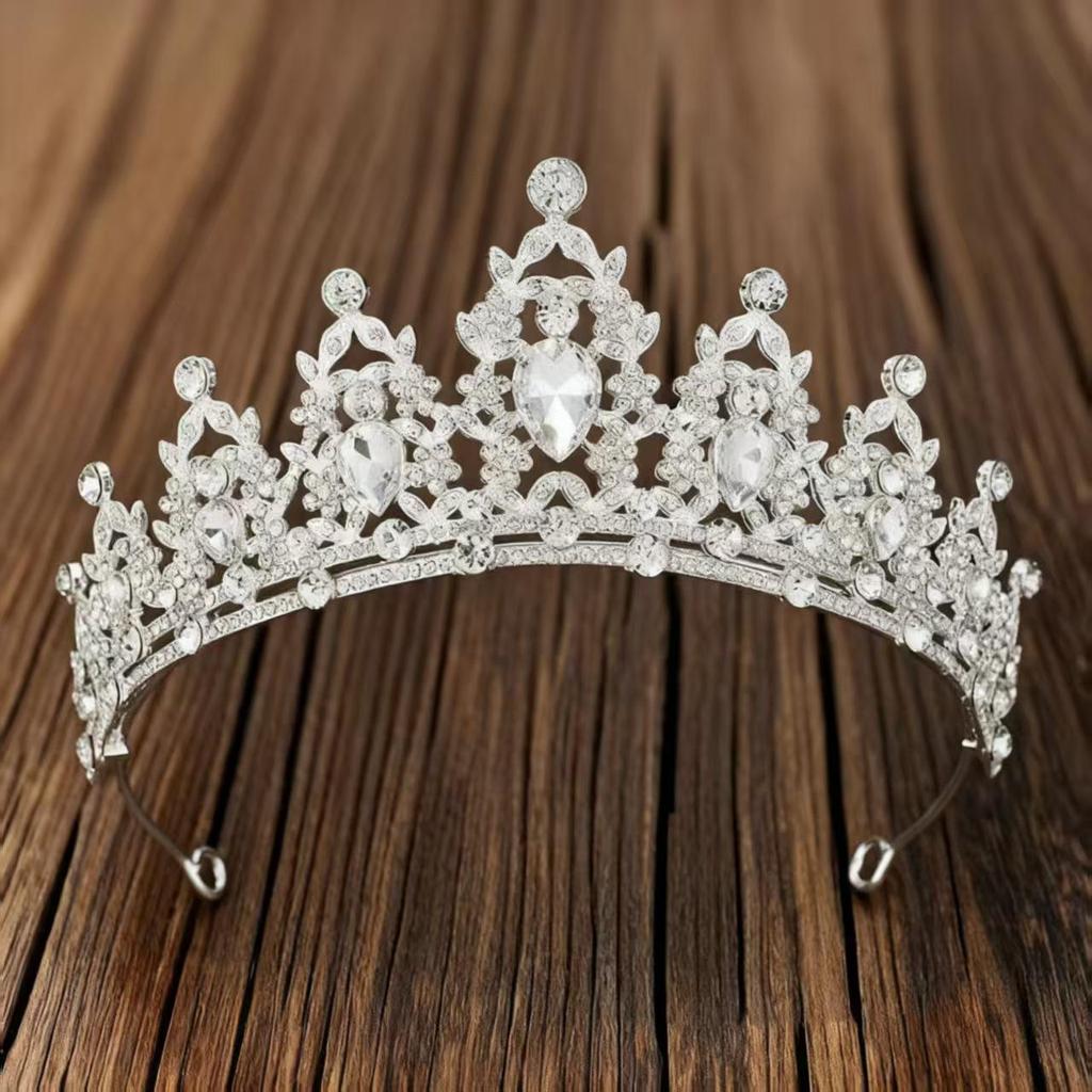 European & American Baroque Rhinestone Bridal Crown Headband - High-End Princess Wedding Gown Accessory