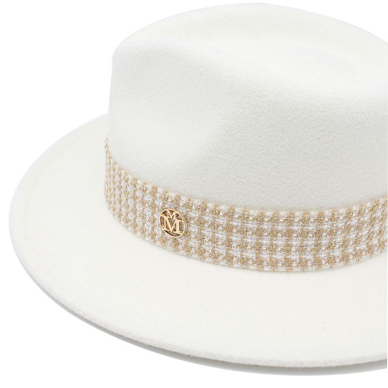 M Standard Top Hat, Love Hat, Felt Hat, Small Warped Edge Men'S And Women'S Top Hat, Retro Beige Jazz Hat