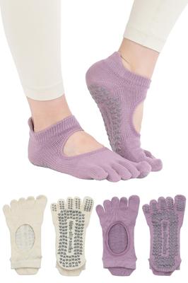 Unter Aufsicht eines Physiotherapeuten und Trainers Pilates Grip Vanilleweiß x Staublila [LYKKELY] Damensocken, Zehensocken, Yogasocken, Socken