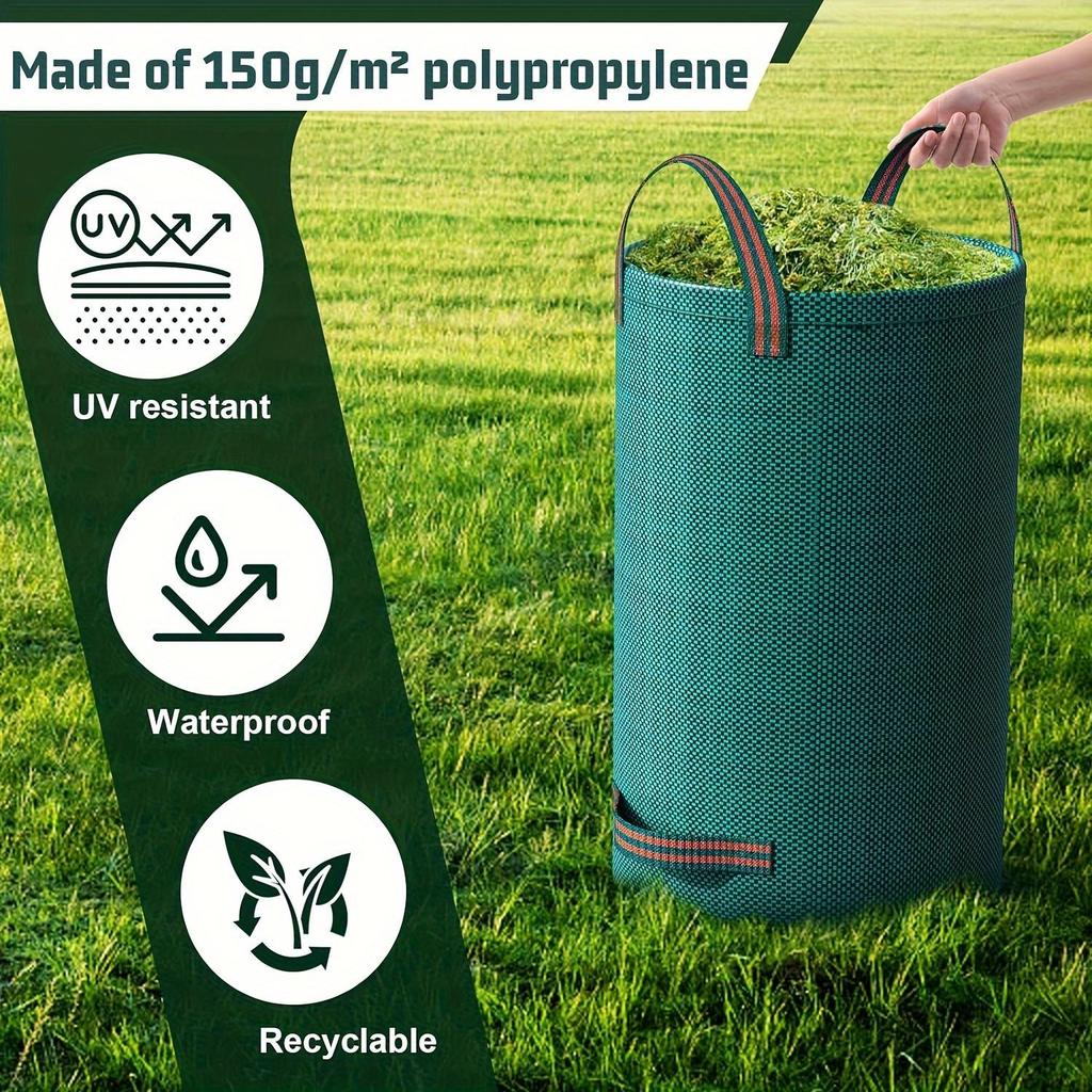 Heavy-Duty PP Garden Waste Bags Set - Reusable Yard Debris Bags with Industrial Fabric and Handles for Plant, Grass, and Leaf Collection