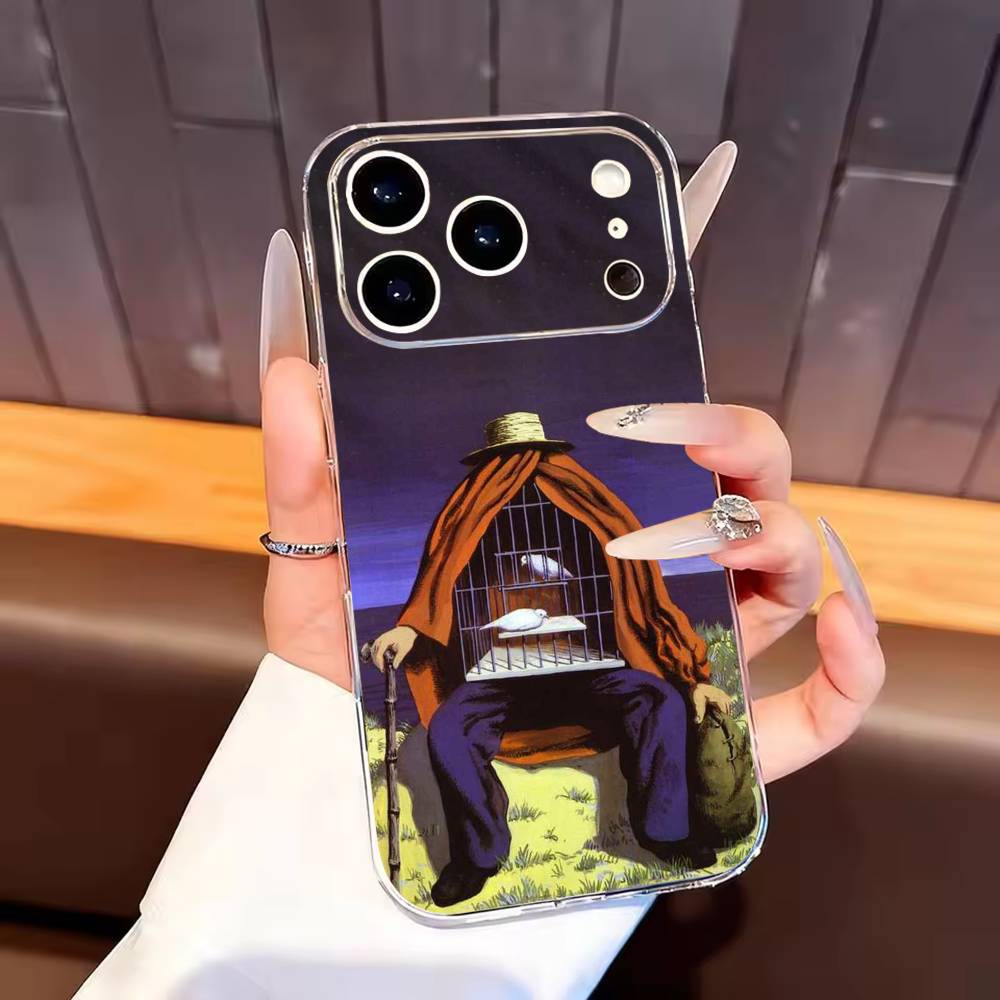 

R-Rene M-Magritte Art Phone Case For iPhone17,16,15,14,13,12,11 Plus,Pro Max Soft Transparent Cover iPhone16promax