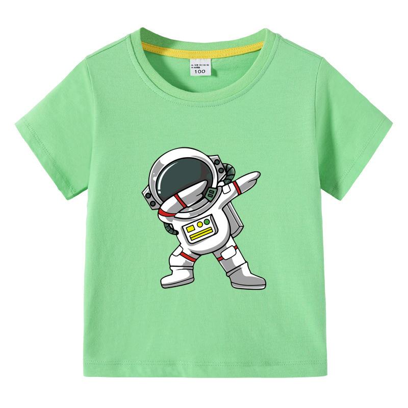 Children's clothing fashion astronaut pattern short sleeved T-shirt, children's boys round neck top T-shirt, children's summer clothes