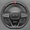 For Chevrolet Chevy Blazer Equinox RS Silverado EV RST 2024 2025 Braid Black Leather Red Stitching Car Steering Wheel Cover