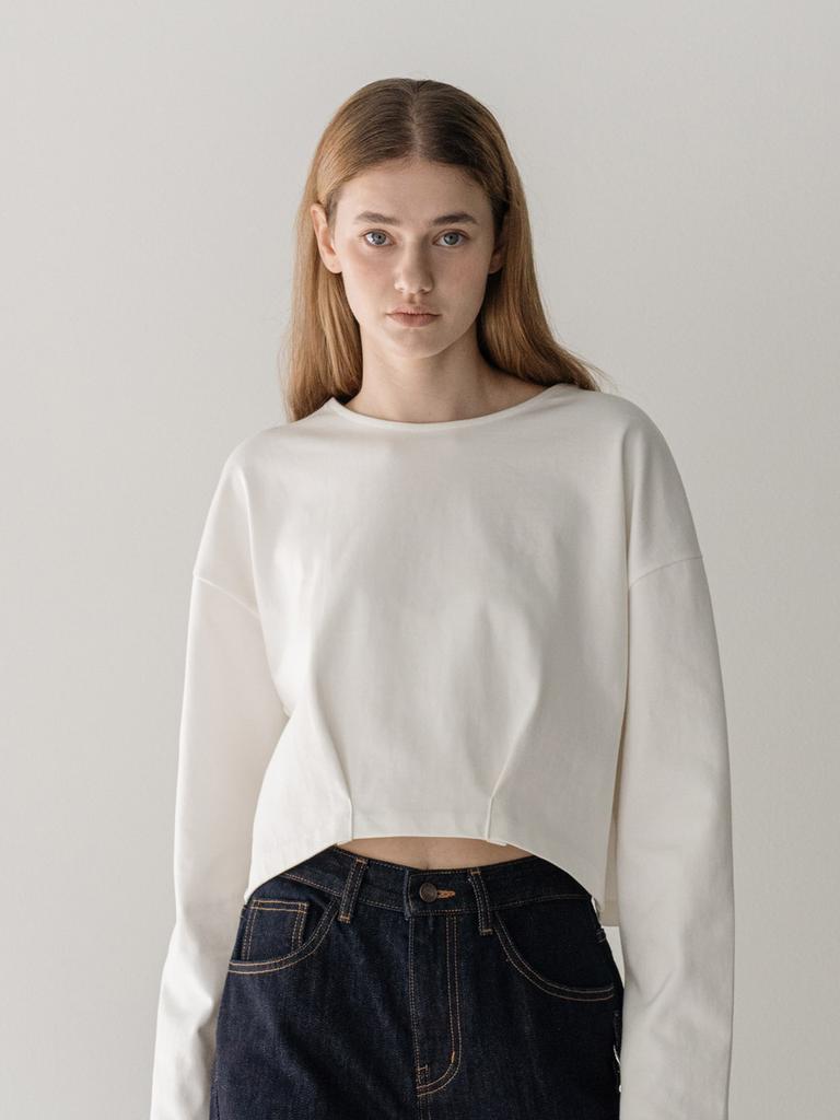 CLUNY Crop Cotton Pintuck T-Shirt - Black
