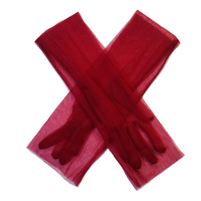 Dámské ultra tylové rukavice síťované průsvitné celoprstové loketní dlouhé rukavice vintage rukavice proti slunci svatební nevěsta šaty palčáky