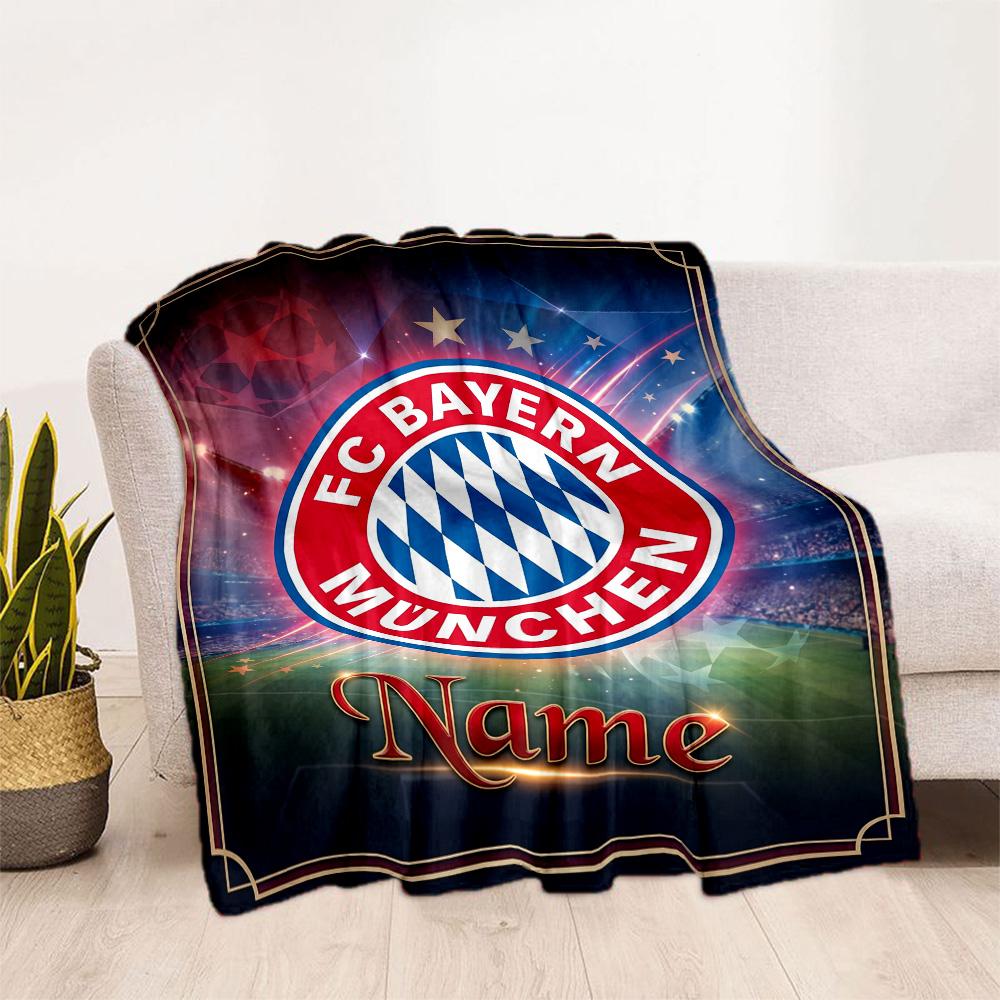 Bayern Munich Stadium Night Personalized Name Blanket Throw Customizable Blanket Warmthful Decor for Nap Couch Livingroom Chair Four Seasons Universal