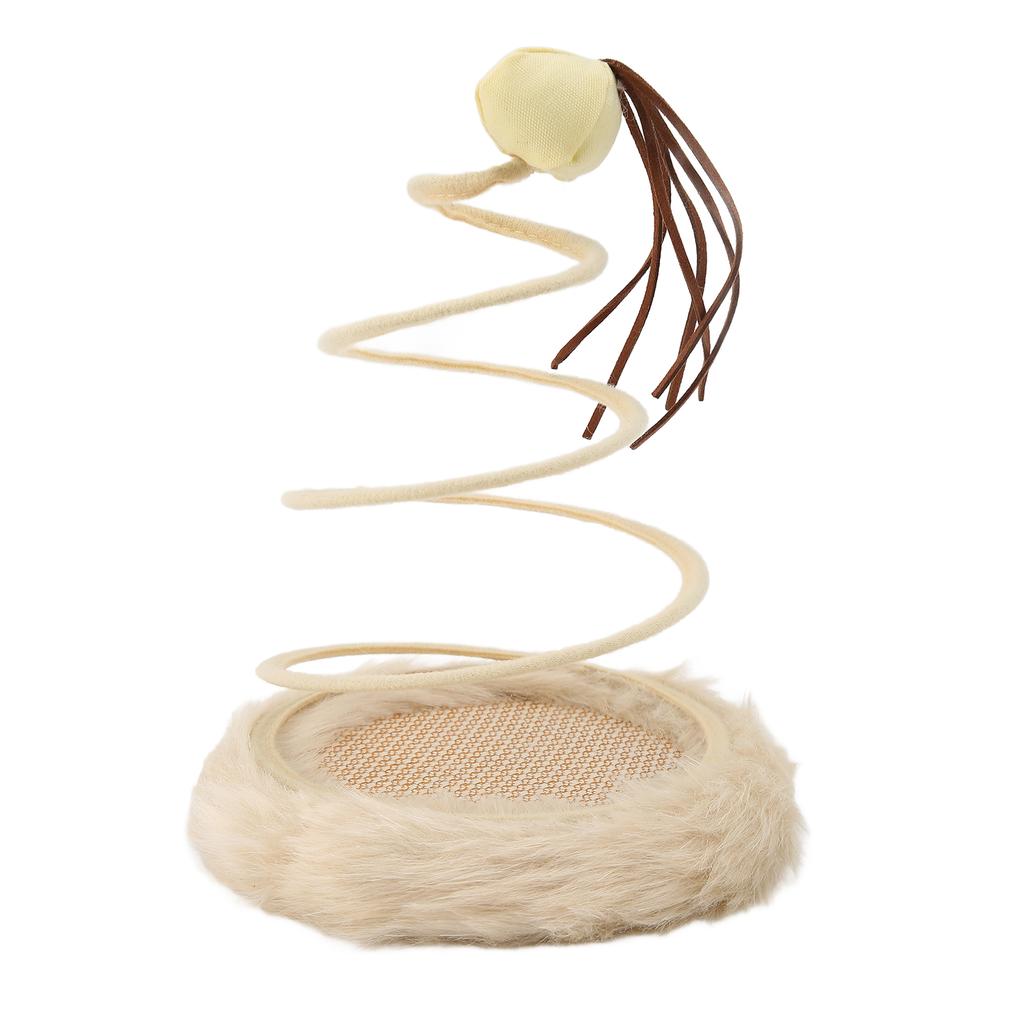 Spring Plate Cat Toy Foldable High Elasticity Stable Standing Interactive Cat Toy with Scratcher