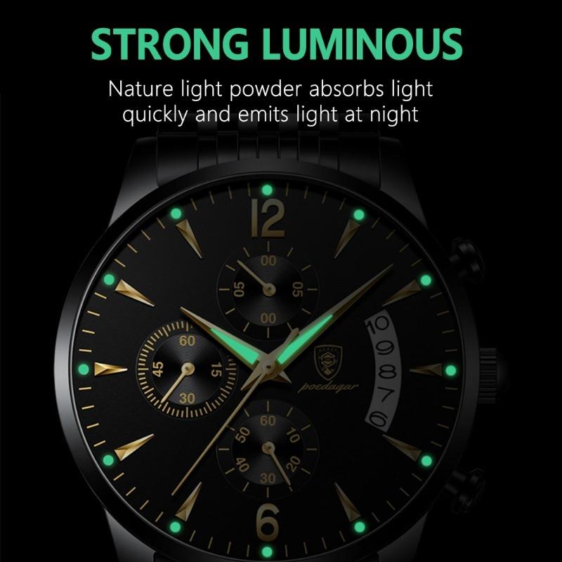 Watch POEDAGAR New Fashion Men Watch Waterproof Luminous Date Sports Watches Luxury Quartz Wristwatch Luxuri Male Clock +Box