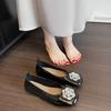 French High-end Square-head Rhinestone Single Shoes for Women's 2025 Spring New Gray Velvet Mary Jane Shoes