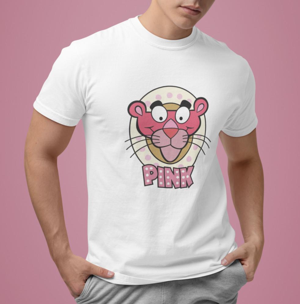 Pink Panther Cartoon T-Shirt Unisex Cute Graphic Retro Streetwear Casual Top XL