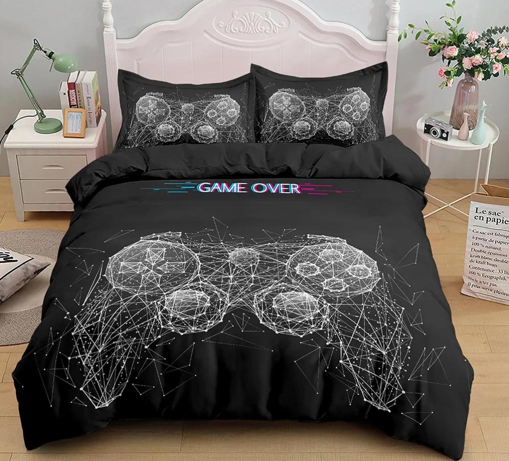 Games Comforter Cover Gamepad Bedding Set For Boys Kids Video Modern Gamer Console Quilt 2 Or 3 Pcs Soft Twin Duvet Cover Set