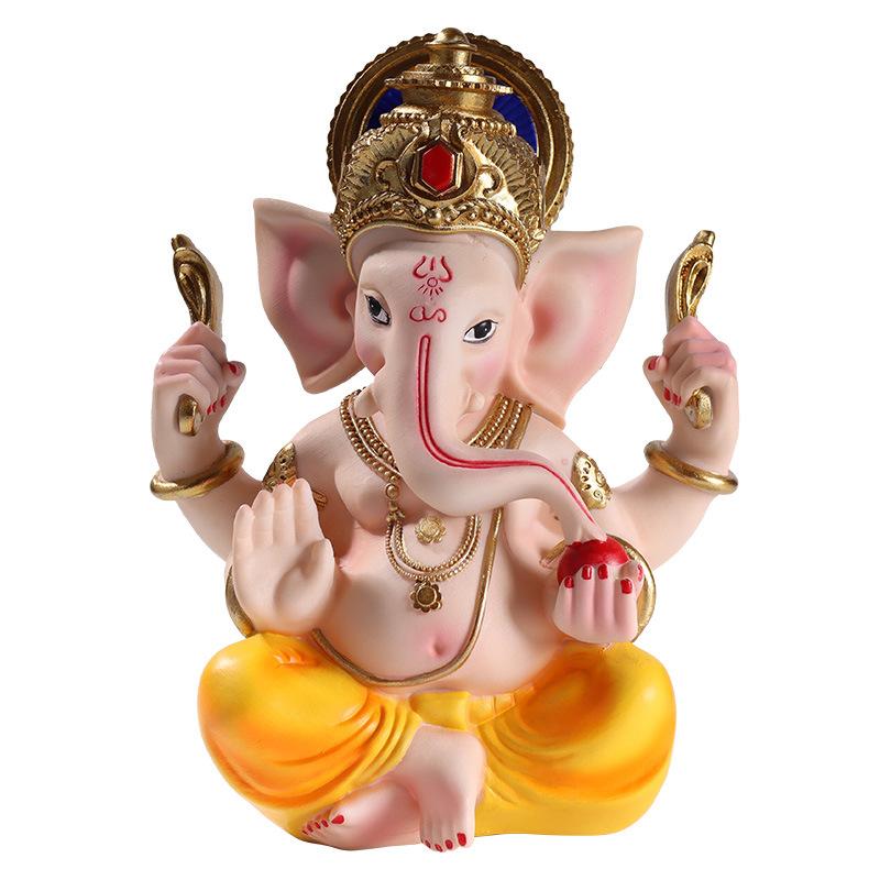 Gold Lord Ganesha Buddha Statue Elephant God Sculptures Ganesh Figurines Indian Religious Crafts Hindu Home Office Desktop Decor