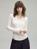 2025 Autumn Women's Slimming Two-Piece Faux Layered Knit Long Sleeve Top