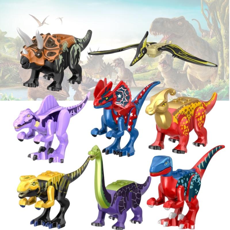 Small Dinosaur Night Light Colorful Jurassic Bagged Dinosaur Assembly Building Blocks Intelligence Toy