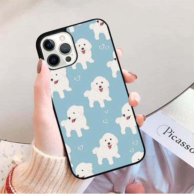 Cute Cartoon Bichon Frise Phone Case for iPhone 17 Air 16 16e 15 Plus for Apple 13 11 12 14 Pro Max Cover coque fundas