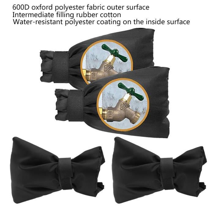 Zerone Winterschutz-Hahnbeutel 2 Stück Schwarz Oxford-Gewebe Abdeckung für Außenwasserhahn Winter Frostschutz Werkzeuge