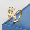 LIKGREAT Bague Fleur de Lotus Bouddhisme pour Femmes Anneaux de Doigt Réglables 2025 Tendance Bijoux en Acier Inoxydable Cadeau d'Anniversaire