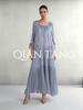 Europäisches Perlenkragen-Faltenkleid mit Quasten, Patchwork und Schnürung