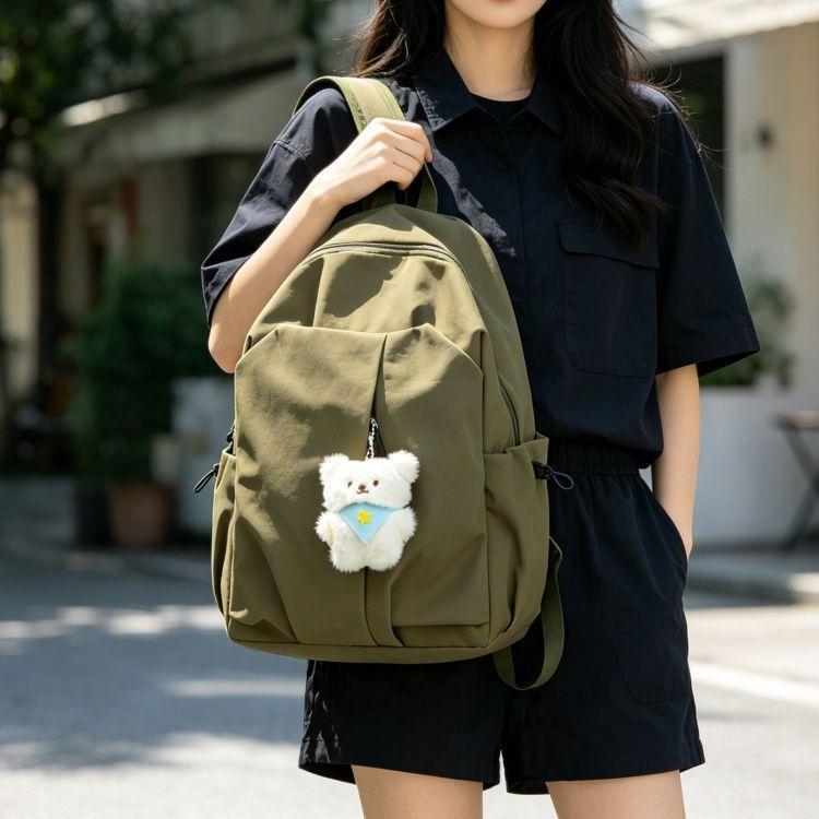 Schoolbag Large Capacity Versatile Student School Bag Casual Backpack Junior High School Dibai Solid Color Backpack Simple Travel High School Student