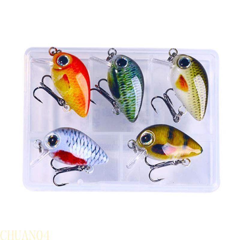 A1A2 5Pcs Small Fishes Fishing Lures Artificial Baits Topwater Crank Wobbler 1.5g