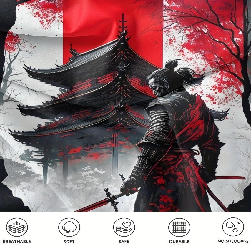3pcs Bedding Set Featuring a Comfortable Samurai Design Duvet Cover No Filling Queen King Size Japanese And Eastern Samurai