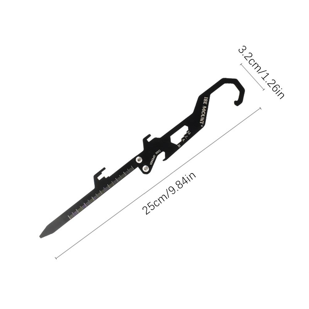 Folding Tent Stakes Multifunctional Stainless Steel Hook Mosquito Coil Bracket Bottle Opener Measuring Ruler for Outdoor Camping