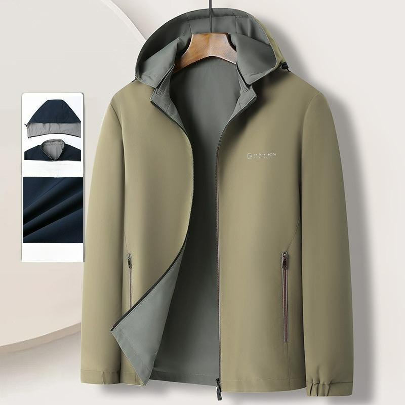 Double-sided Jacket Men's Outdoor Detachable Hat Spring and Autumn Tops Casual Loose Men's Jackets