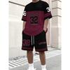 Set Relaxat de Vară pentru Bărbați cu Tematică Chicago Mărimea 32 Set cu Tricou Imprimat și Pantaloni Scurți Set Sport Casual Plus Size pentru Adulți Set Două Piese