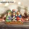 Wooden Decorative Statue Featuring Three Geese in Themed Outfits Holding Number Figures for Home or Office Display