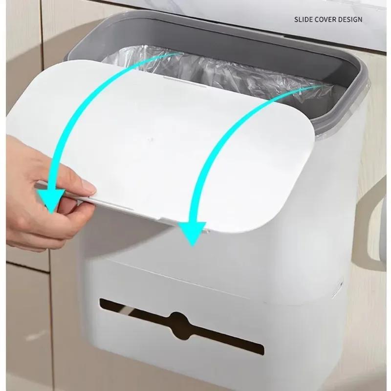 Cestino per la spazzatura sospeso a parete con coperchio scorrevole a prova di polvere grande capacità pattumiera cucina