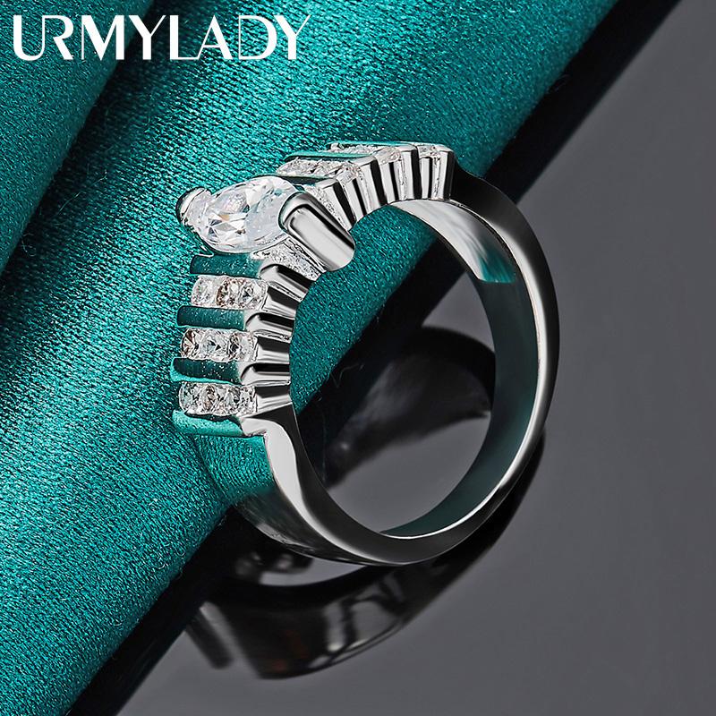 925 Sterling Silver Oval Zircon 7-10# Ring For Women Fashion Jewelry