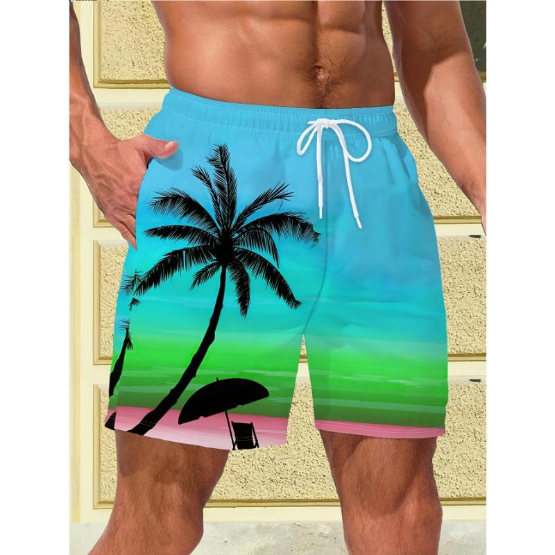 Palm Tree Tropical Men's Resort 3D Printed Board Shorts Swim Trunks Pocket Comfort Breathable Short Hawaiian Style Holiday Beach