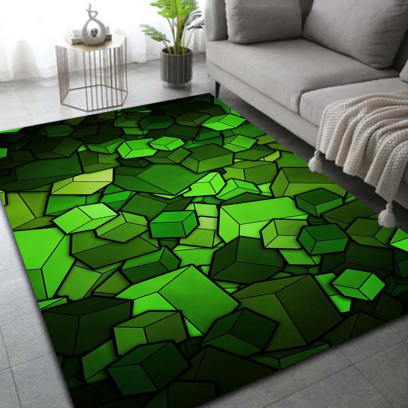 Crystal Velvet Carpet 3D Block Area Rug Memory Foam Anti-Slip Floor Mat for Living Room Bedroom Kitchen Decor
