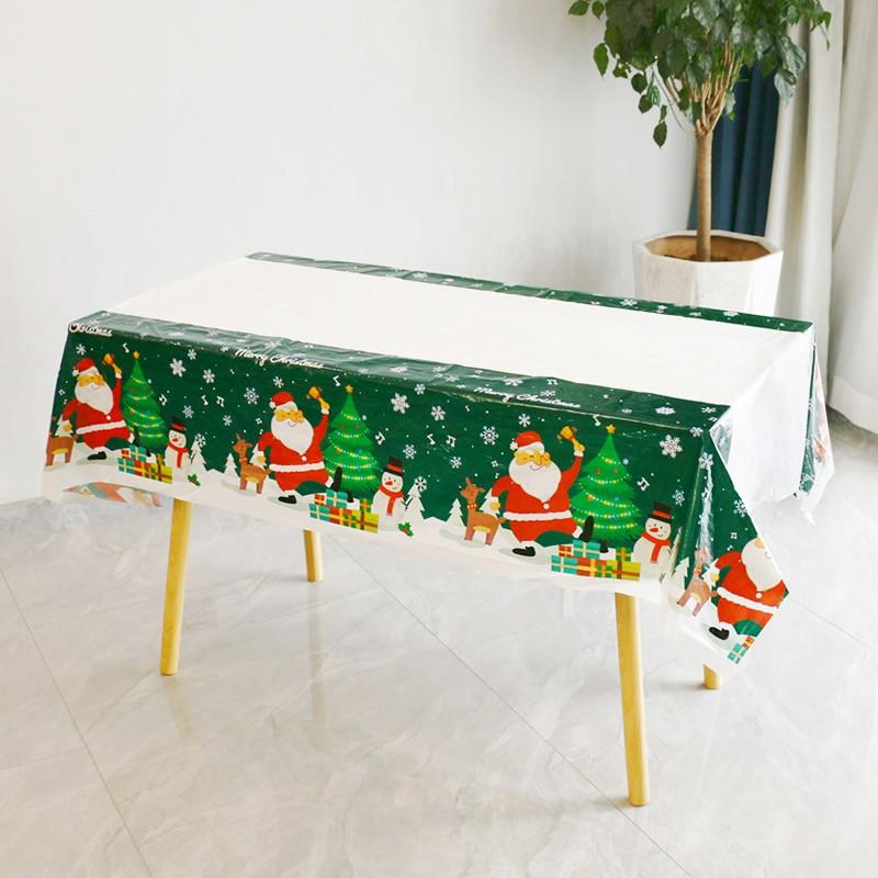 137x274cm Christmas Tablecloth PE Plastic Waterproof Oil-proof Rectangular Table Cover Cloth Christmas Table Decoration