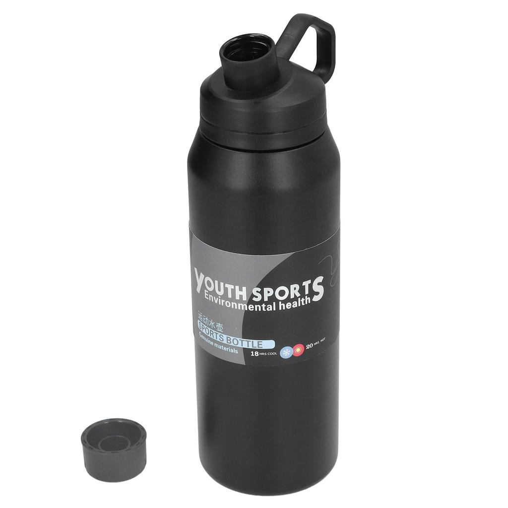 Metal Water Bottle 1000ml 304 Stainless Steel Thermal Insulation Portable Insulated Water BottleBlack