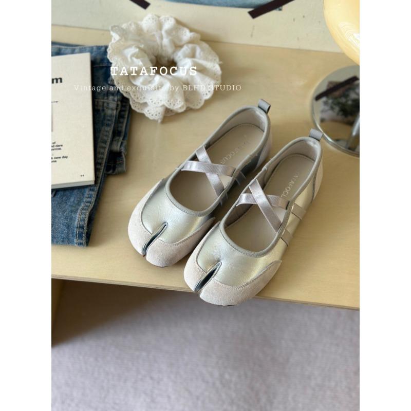 Summer round head shallow mouth soft sole Mary Jane shoes casual cowhide one-word belt single shoes flat shoes women's tide