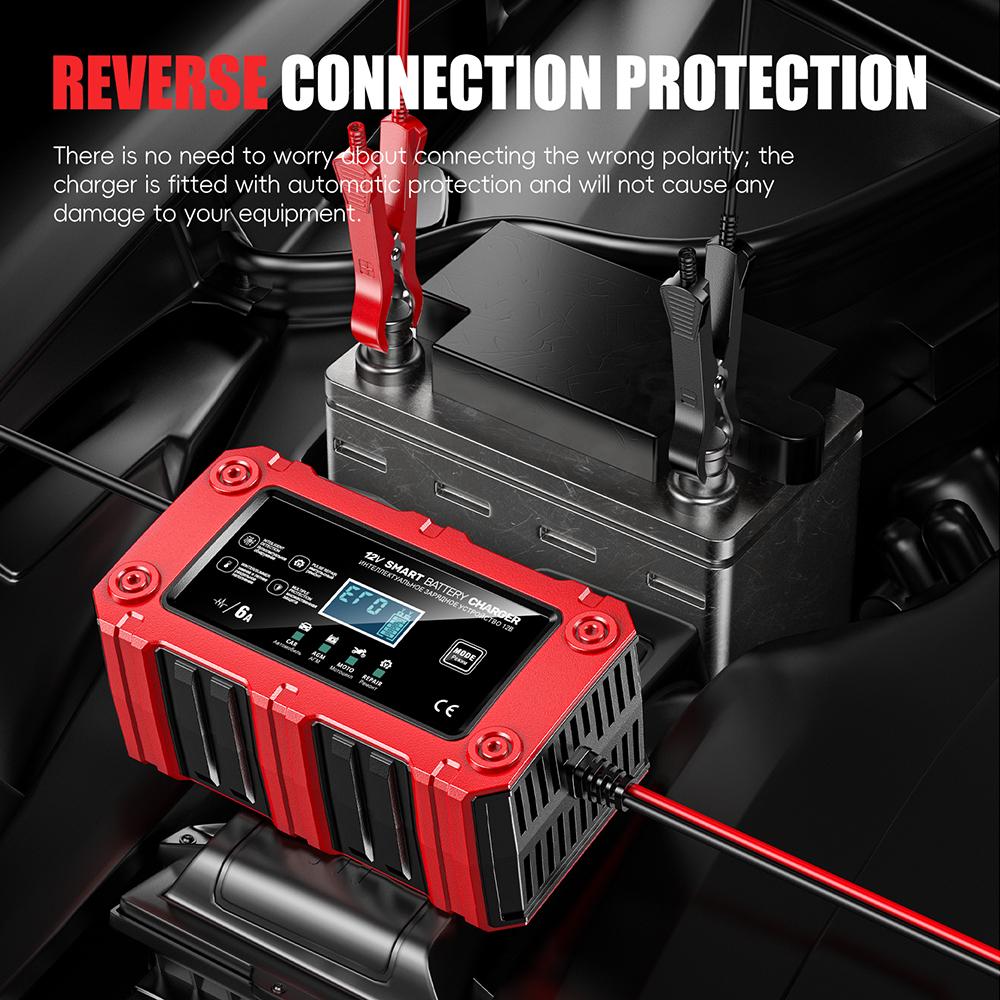 Intelligent Pulse Repair Multifunctional 12V 6A Portable Lead-Acid Smart Battery Charger Maintenance 2025 New Car Motorcycle SUV Battery Charging
